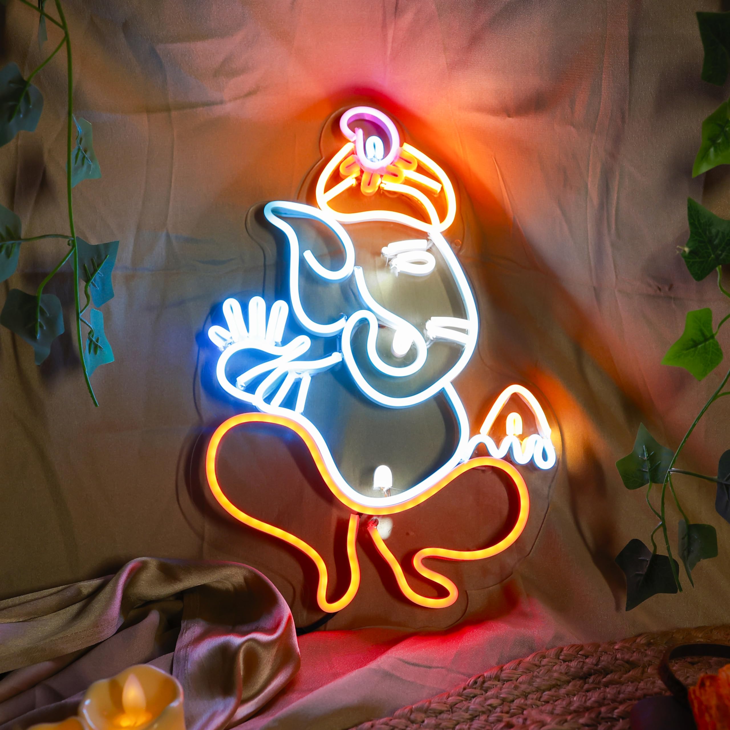 12x18in Ganesh LED Neon Light for Mandir, Home Decor & Gifts