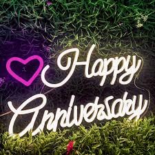 LED Heart Anniversary Neon Sign - Wall Decor Light