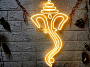 Yellow LED Neon Sign, Ganesha Design, 24x12 inch