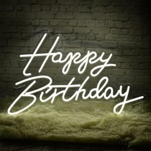 LED Birthday Sign ? White Light Wall Decor for Party, Event Styling (12x17 Inches)