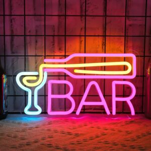 Neon-Style LED Bar Sign - Multi-Colored, 7.9x11.8 Inches