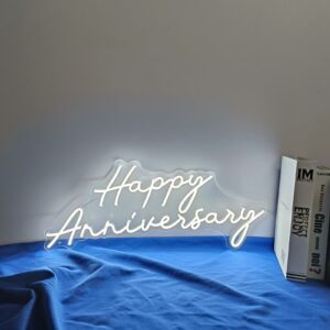 White LED Neon Anniversary Sign, Wall Decor