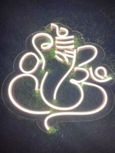 White LED Ganesh Neon Wall Sign, Art Light