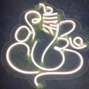 White LED Ganesh Neon Wall Sign, Art Light