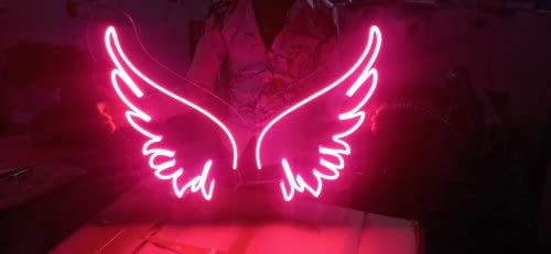 Red Neon Wings LED Light - 18" x 12" - for Room, Party, Bar - Brightness Controller