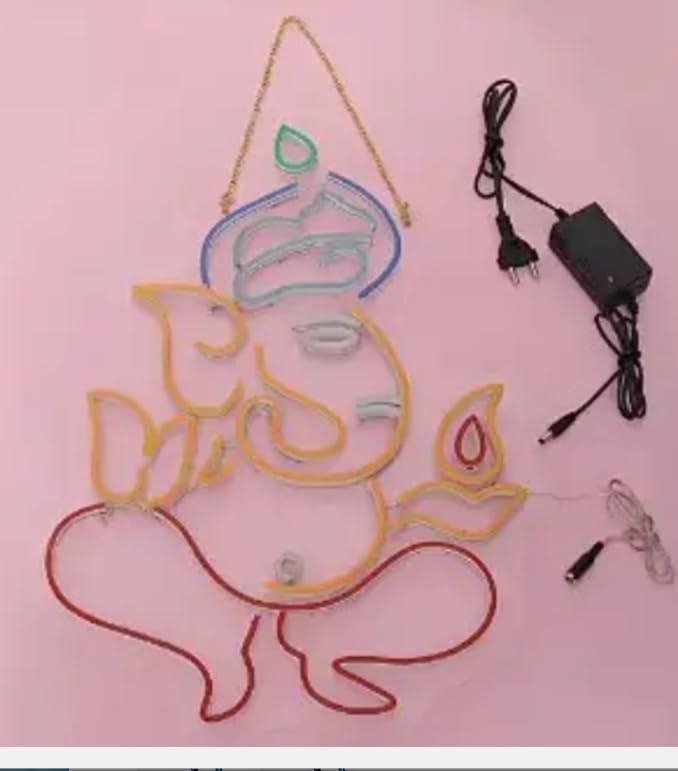 LED Ganesh Ji Neon Wall Light for Home Decor, Parties, and Shops