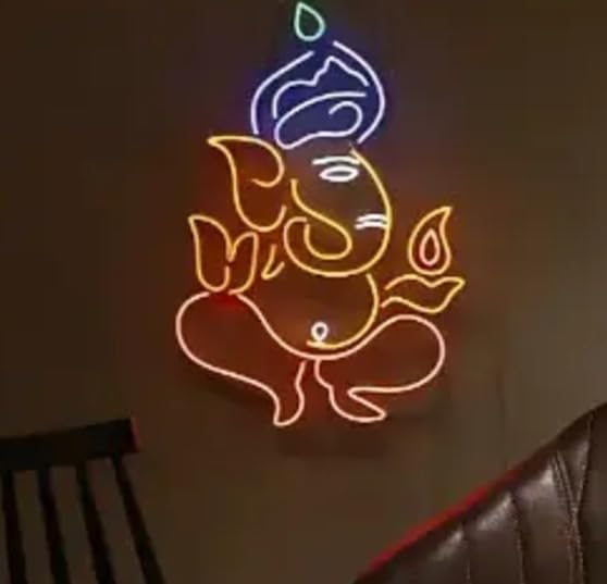 LED Ganesh Ji Neon Wall Light for Home Decor, Parties, and Shops