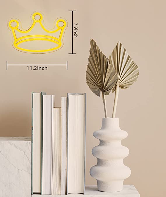 Neon LED Crown Sign, 14x10 inches, Wall Decor for Home, Bedroom, Living Room, Wedding, Party, Bar, Christmas