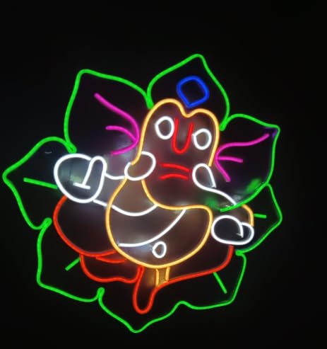 Ganesh Ji Neon LED Light (24x24 inches), Room & Mandir Decor