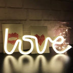 White LED Love Neon Night Light - Battery Powered - 3D Text - Wall Hanging - Birthday Gift