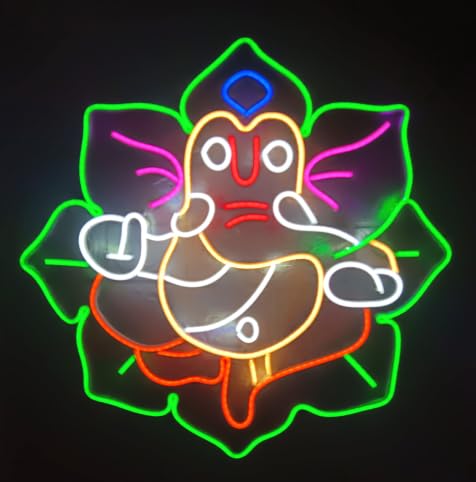 Ganesh Ji Neon LED Light (24x24 inches), Room & Mandir Decor