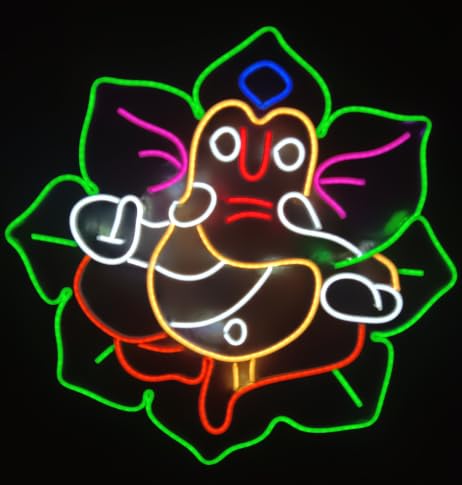 Ganesh Ji Neon LED Light (24x24 inches), Room & Mandir Decor