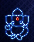 Ice Blue LED Ganesh Neon Sign 76x50cm - Room Decor, Table Decor, Night Light