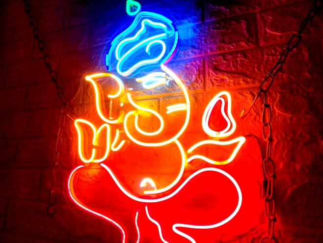 Neon LED Light - Ganesh Ji Design (18x24 inches)