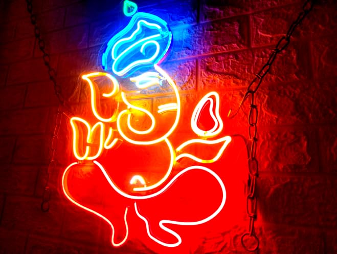 Neon LED Light - Ganesh Ji Design (18x24 inches)