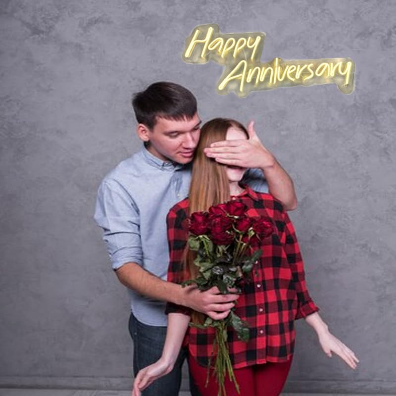Anniversary LED Neon Sign - Bedroom Wall Decor, Wedding Party, Home Celebration, Unique Gift