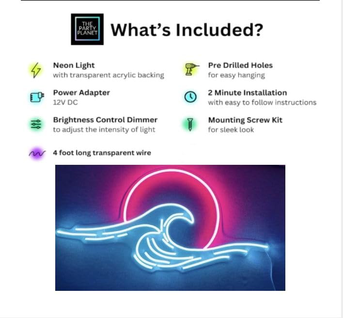 Wave Acrylic LED Wall Decor | Neon Wave & Sun Lights