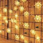 Lotus Flower LED Fairy Lights - Warm White, 4m, 30 LEDs - Indoor/Outdoor Decor for Diwali, Christmas, Navratri, Parties