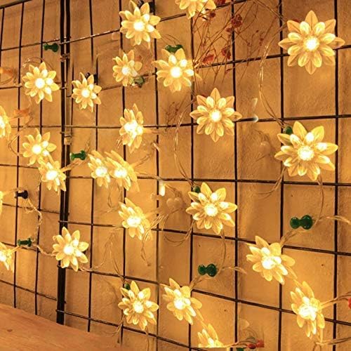 Lotus Flower LED Fairy Lights - Warm White, 4m, 30 LEDs - Indoor/Outdoor Decor for Diwali, Christmas, Navratri, Parties
