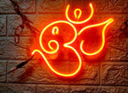 Orange Om Ganesha LED Neon Light - 10x10 inches - Room, Bedroom, Office, Shop, Home, Entrance, Temple Decor