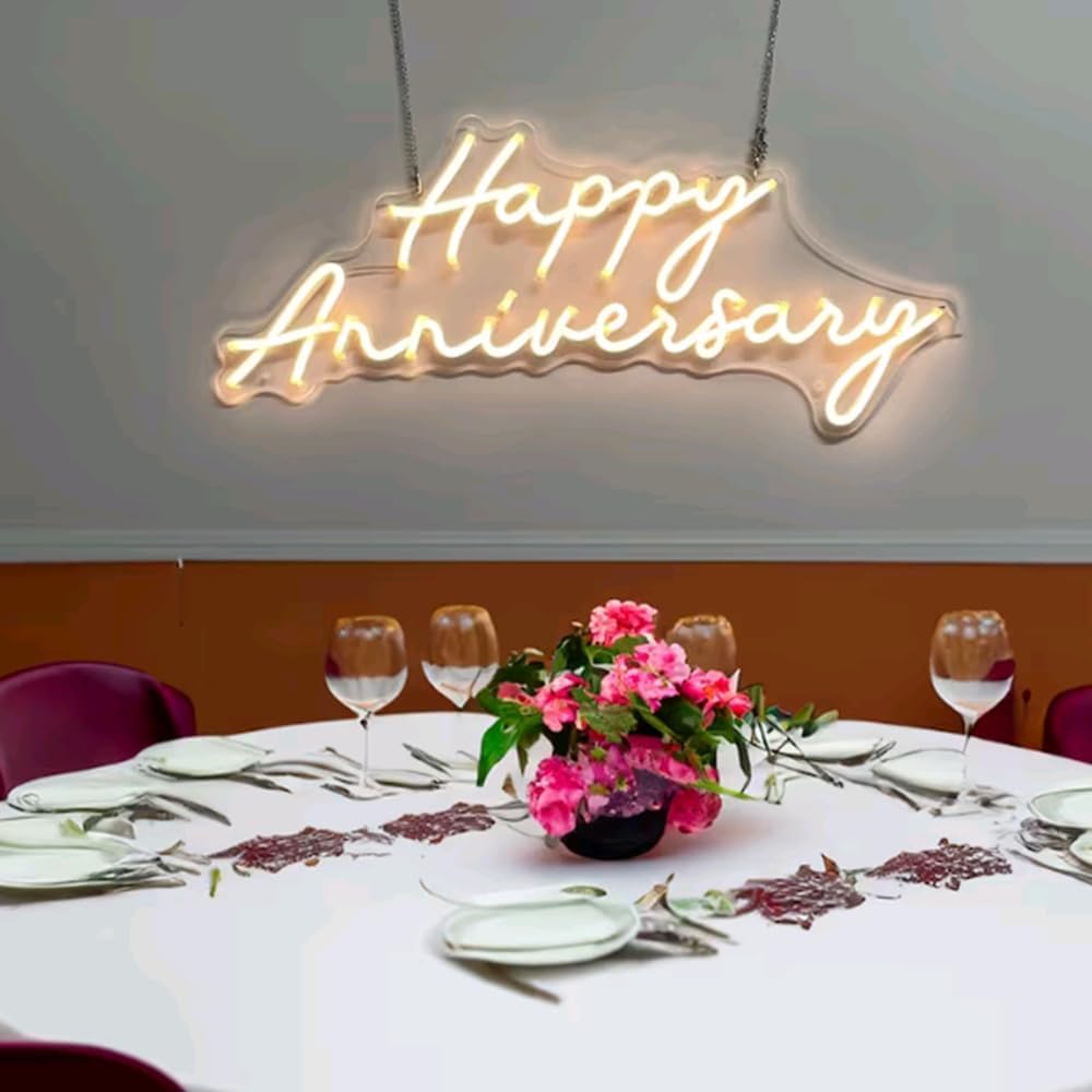 Anniversary Neon Sign | LED Night Light | Wedding Decor | Bar Room Decor (12" x 18" W/W)