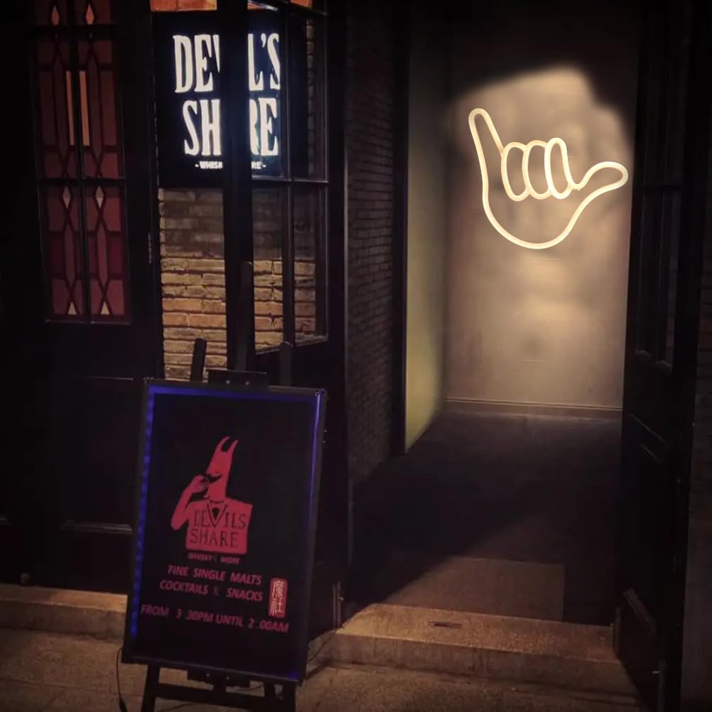 Finger Shape LED Neon Light - USB/Battery, Home Decor, Bedroom, Bar, Restaurant, Christmas, Birthday, Party, Gift - Wall Art Light - White