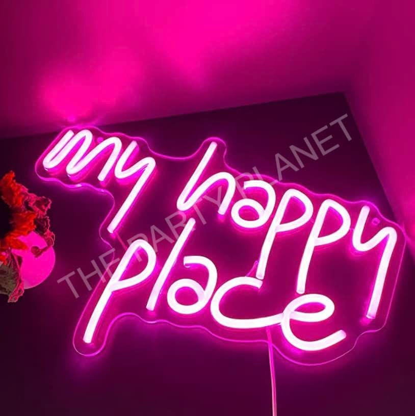 Pink LED Neon Room Light 28x40cm Wall Mount Board