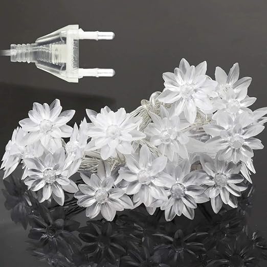Lotus Flower LED Fairy Lights - Warm White, 4m, 30 LEDs - Indoor/Outdoor Decor for Diwali, Christmas, Navratri, Parties