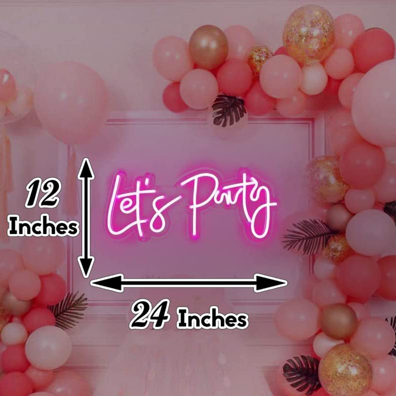 Neon Party Sign - LED Wall Decor for Home, Restaurants, Weddings, Birthdays, Bars - 12x24 inches