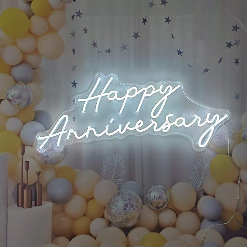 Anniversary Neon Sign | Custom Name | LED | Party Decor | Wedding Gift