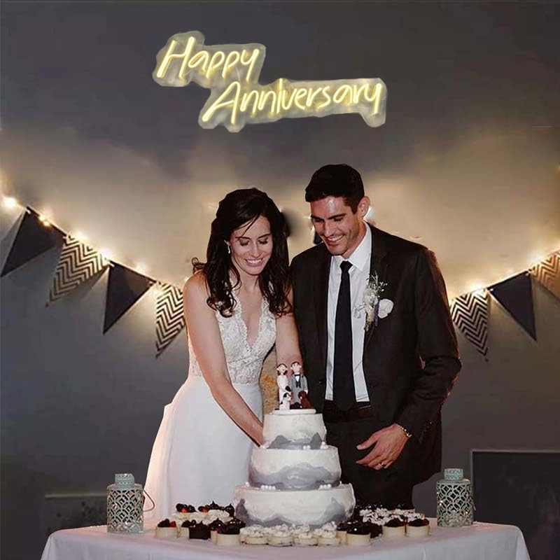 Anniversary LED Neon Sign - Bedroom Wall Decor, Wedding Party, Home Celebration, Unique Gift