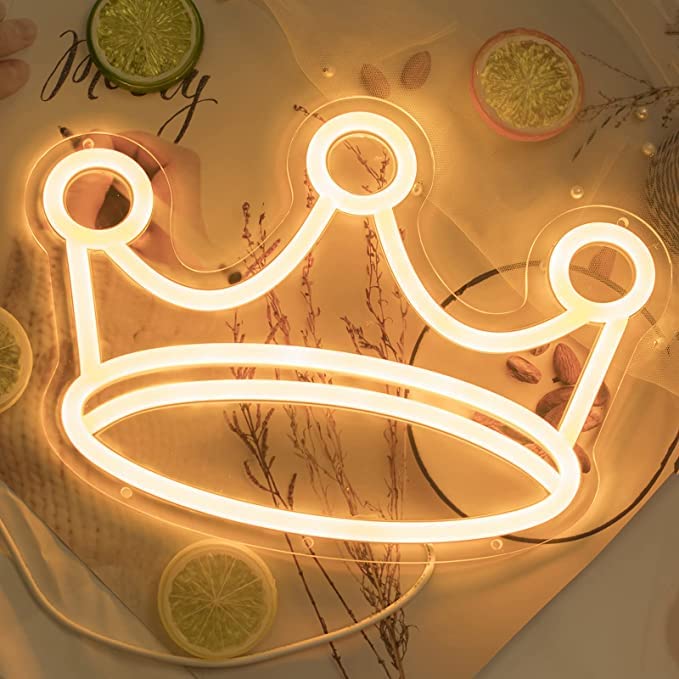 Neon LED Crown Sign, 14x10 inches, Wall Decor for Home, Bedroom, Living Room, Wedding, Party, Bar, Christmas