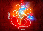 Ganesh Ji LED Neon Wall Decor | Temple or Living Room | Lord Ganesh Neon Light | 24x18 inches, Orange Blue