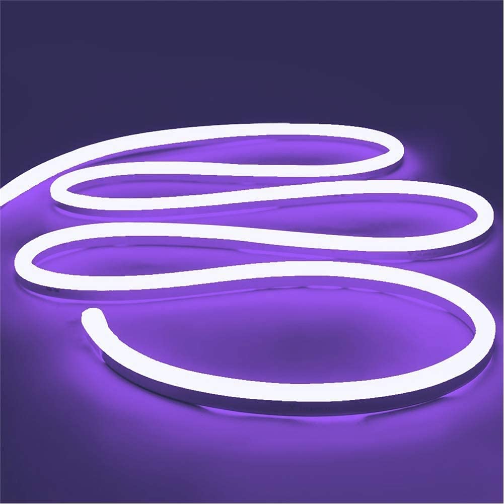 5m Purple LED Neon Strip Light | Waterproof, Blinker, DC12V Adapter