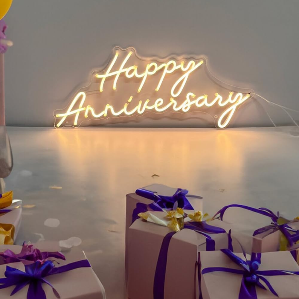 Anniversary Neon Sign | LED Night Light | Wedding Decor | Bar Room Decor (12" x 18" W/W)