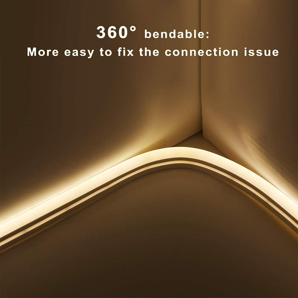 20m Waterproof Warm White LED Neon Strip Light for Home Decor, Bedroom, Living Room, Parties, Wedding