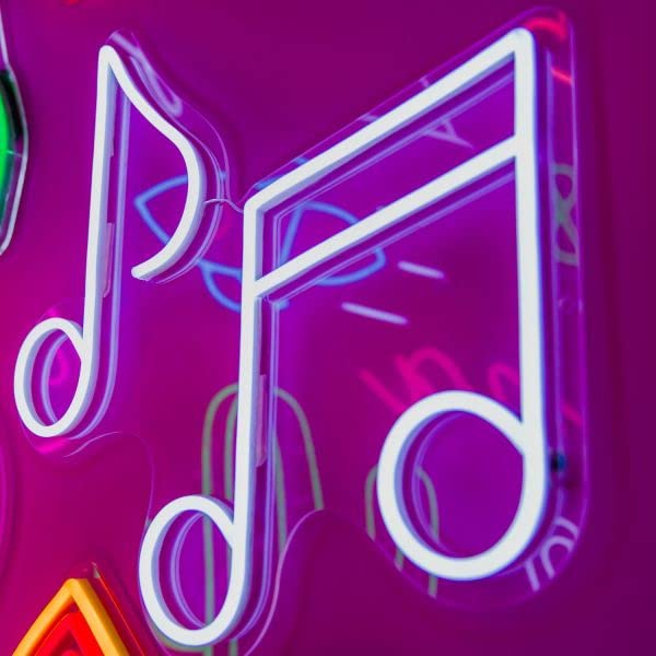Music Notes Neon Light - Bedroom Wall Decor, Game Room, Party, Bar - LED Neon Sign