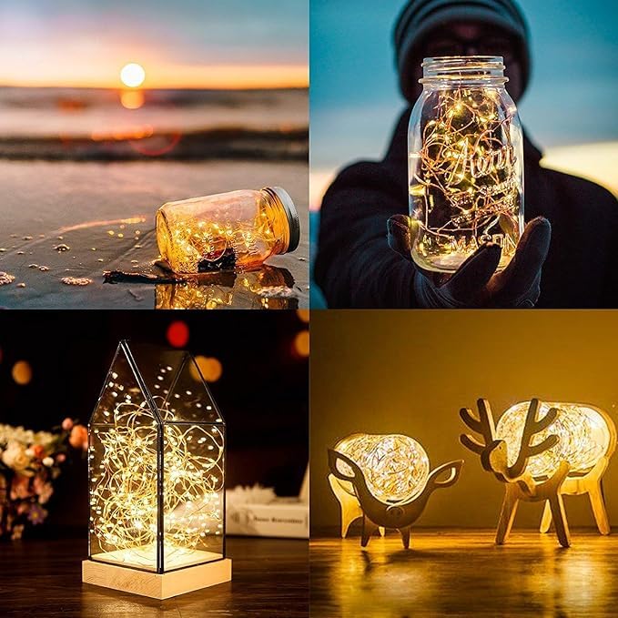 3M Waterproof Copper Wire Fairy Lights, Battery-Powered with 30 Warm White LEDs for Holidays & Decor (1 Pack)