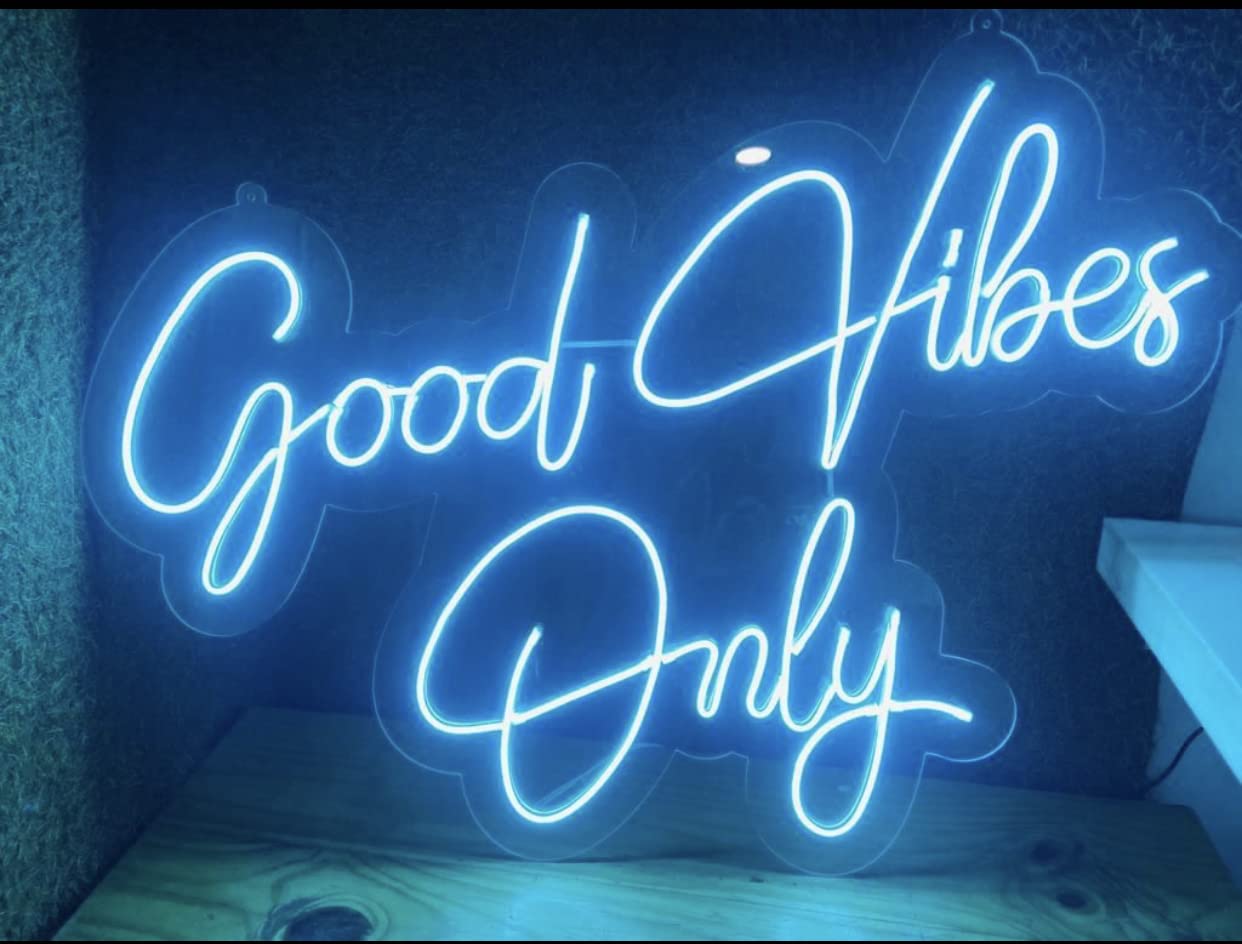 LED Love Neon Sign - Good Vibes Only, Blue