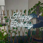 Neon LED Birthday Party Light - White, Rectangular, Wall Decor for Home, Bar, Salon - Room, Bedroom, Party