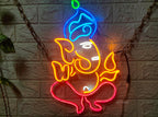 Ganesha LED Neon Light | Wall Decor | Living Room Wall Light | Lord Ganesha Neon (24x18 inches) - Orange & Blue