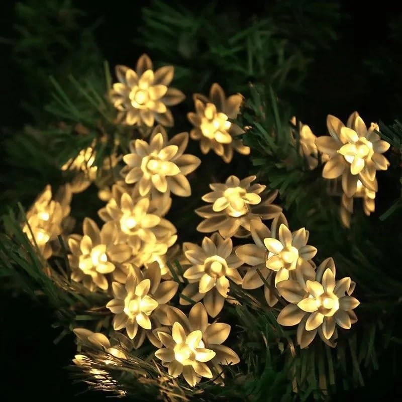 Lotus Flower LED Fairy Lights - Warm White, 4m, 30 LEDs - Indoor/Outdoor Decor for Diwali, Christmas, Navratri, Parties