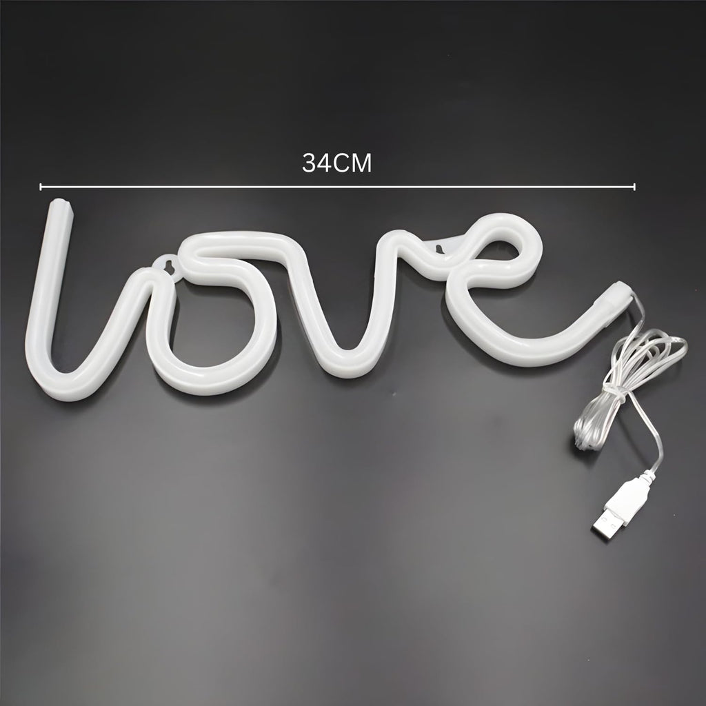 White LED Love Neon Night Light - Battery Powered - 3D Text - Wall Hanging - Birthday Gift