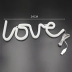 White LED Love Neon Night Light - Battery Powered - 3D Text - Wall Hanging - Birthday Gift