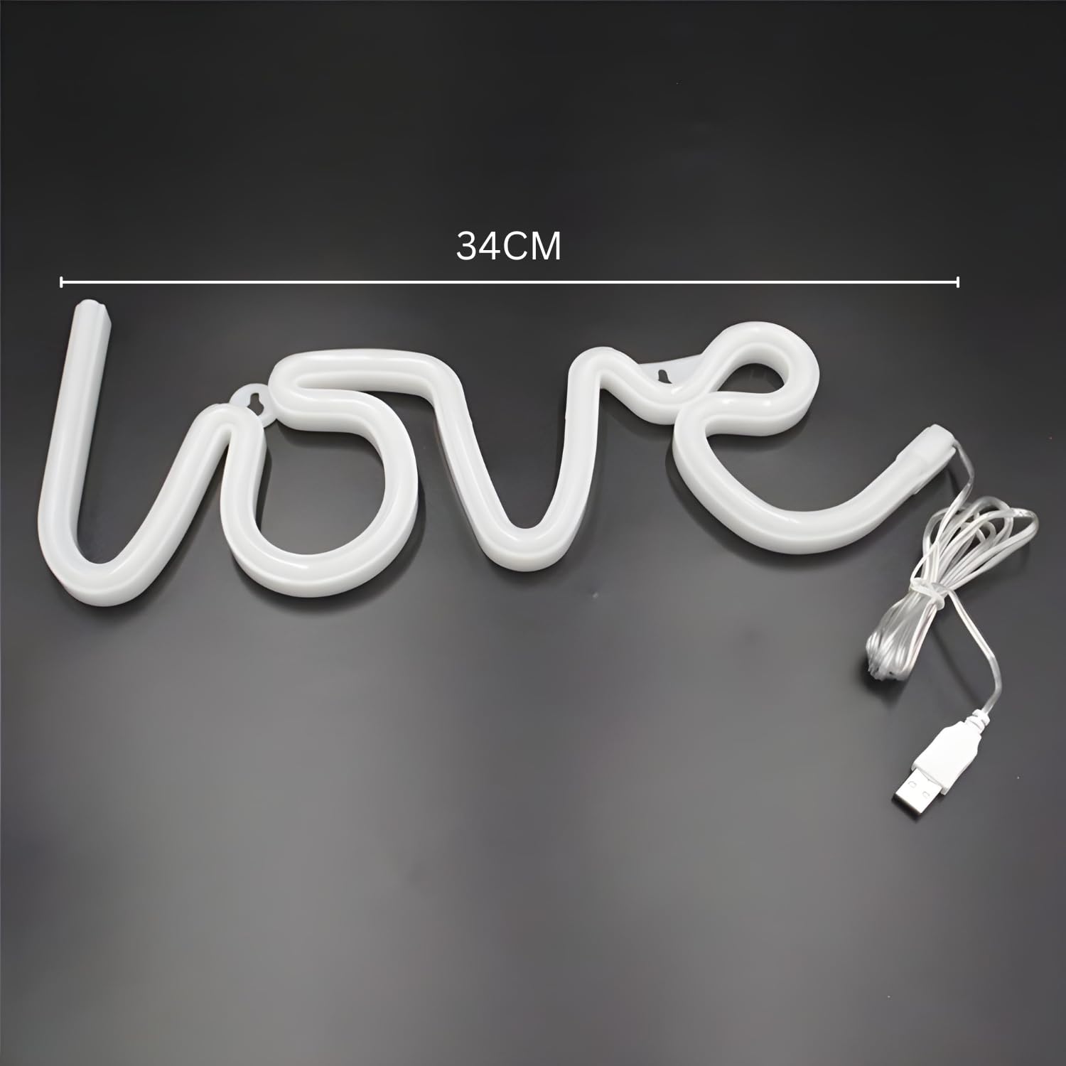 White LED Love Neon Night Light - Battery Powered - 3D Text - Wall Hanging - Birthday Gift