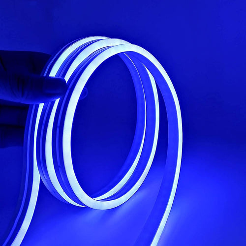 16.4ft Blue LED Neon Light Strip - Cuttable & Waterproof Rope for Indoor/Outdoor Decoration