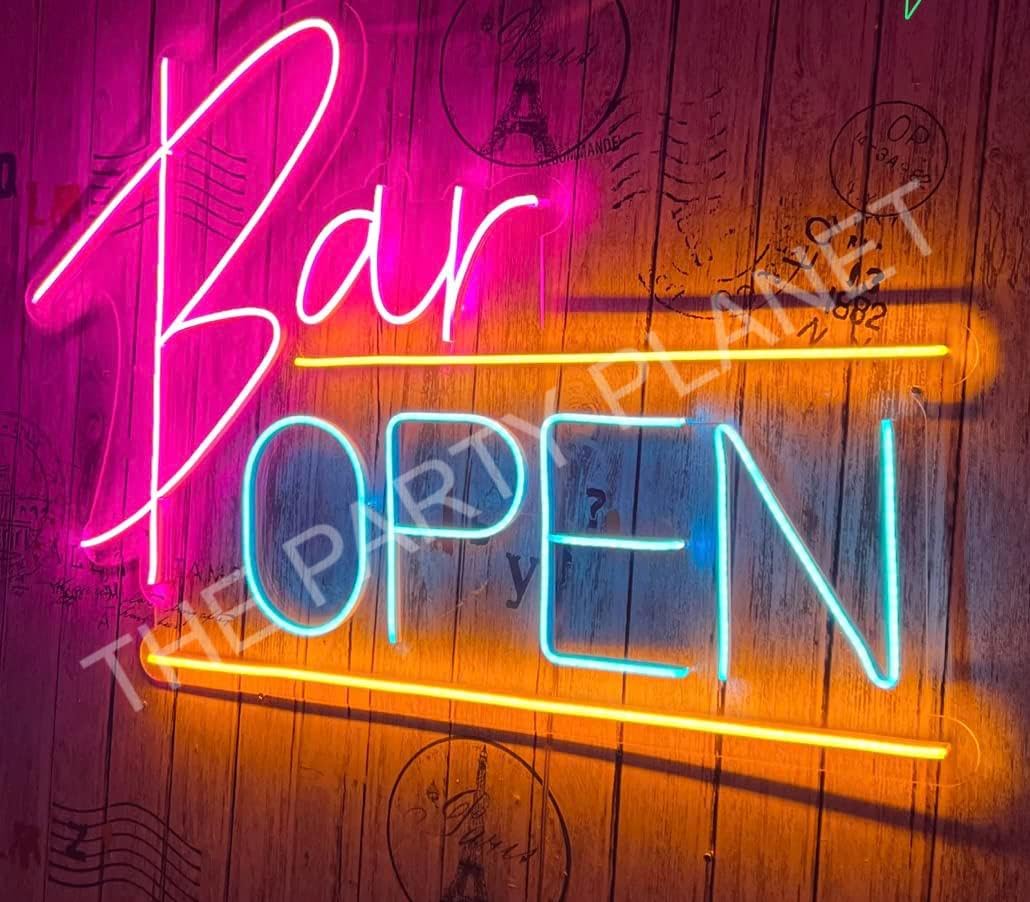 Open Bar LED Neon Light (14" x 10") - Home, Restaurants, Events
