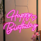 Dimmable Pink Happy Birthday Neon Sign 16.5x12 in, LED, Birthday Decoration