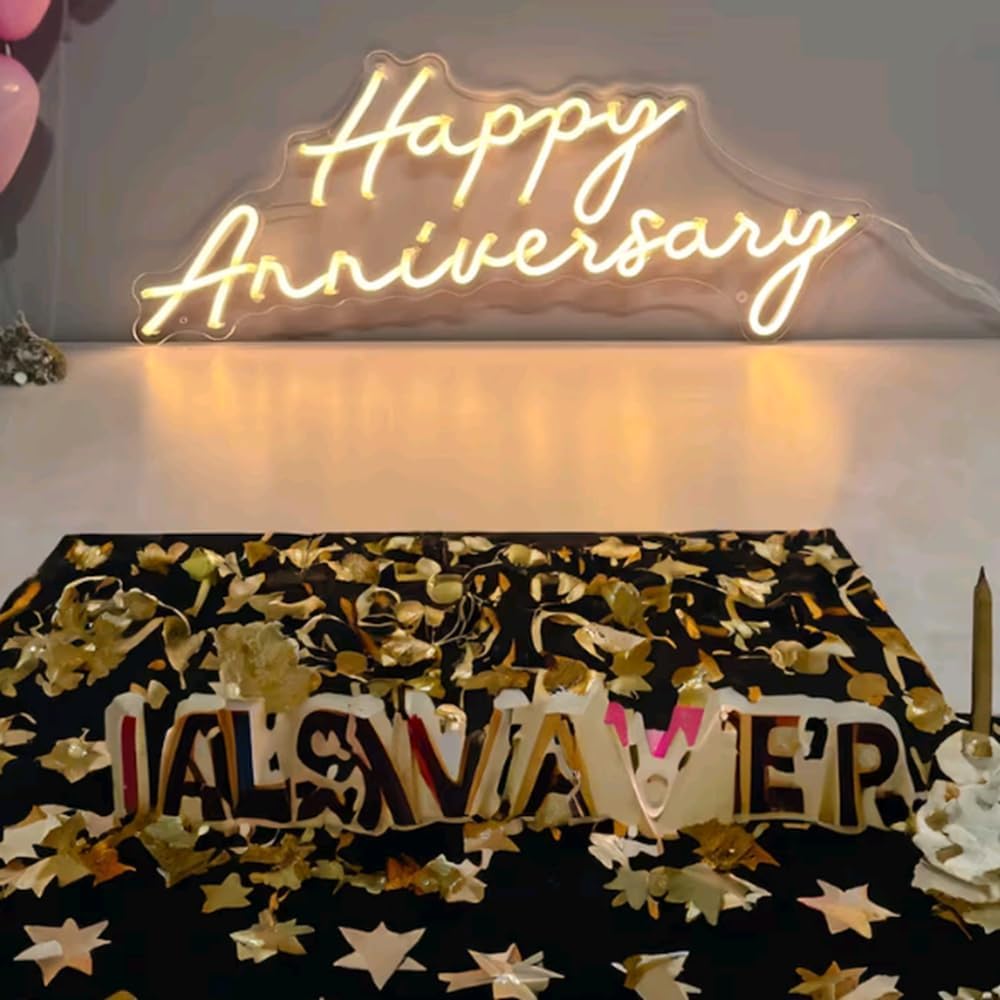 Anniversary Neon Sign | LED Night Light | Wedding Decor | Bar Room Decor (12" x 18" W/W)