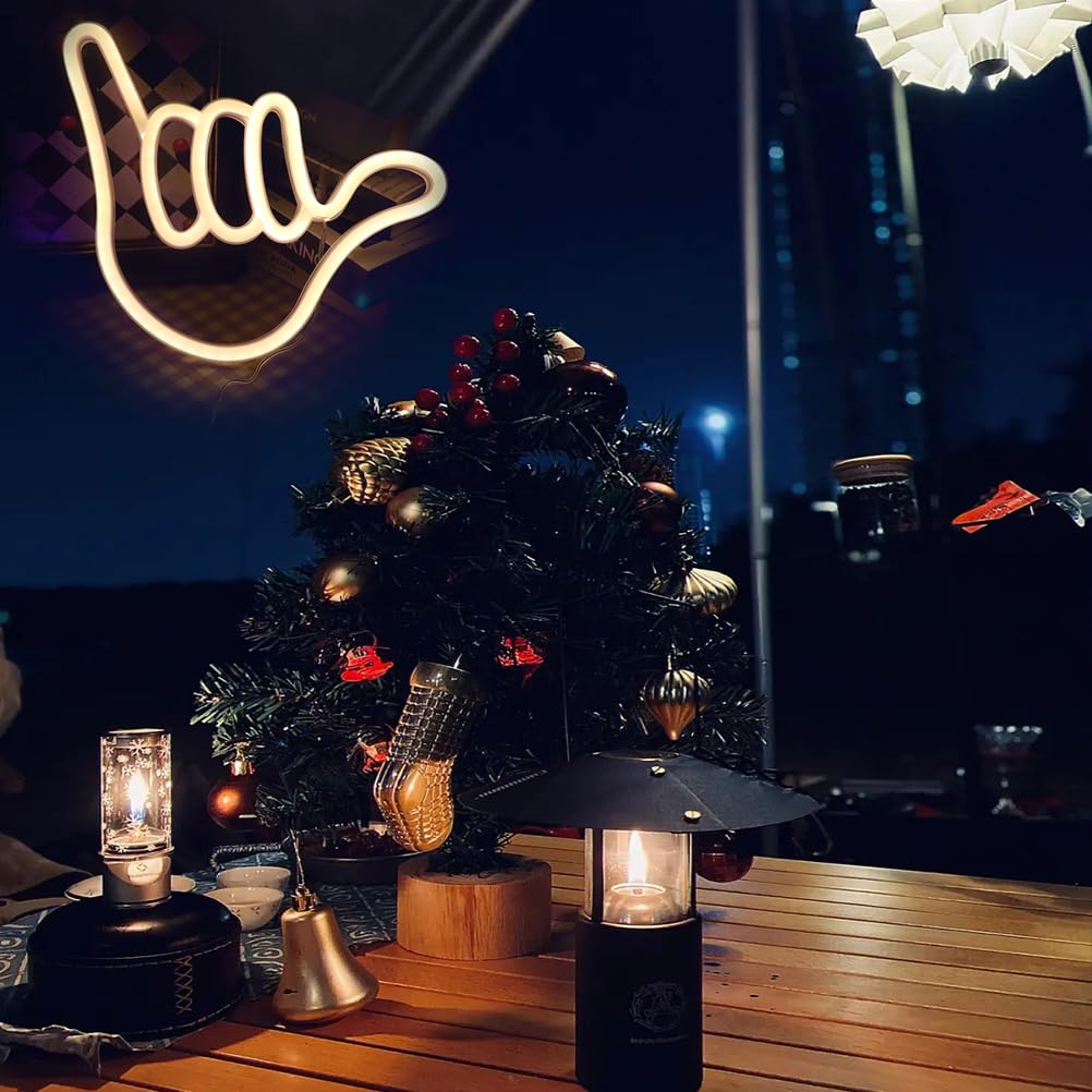 Finger Shape LED Neon Light - USB/Battery, Home Decor, Bedroom, Bar, Restaurant, Christmas, Birthday, Party, Gift - Wall Art Light - White